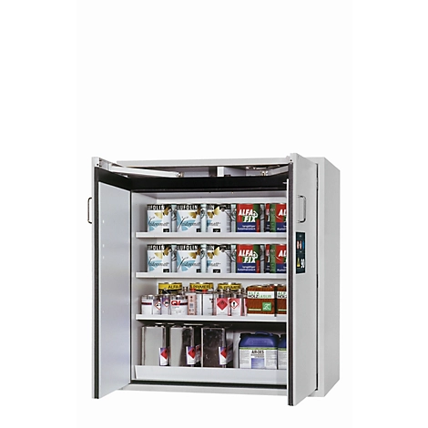 Sicherheitsschrank Typ 90 asecos S-CLASSIC-90, Flügeltüren, Front Lichtgrau, B 1196 x T 616 x H 1298 mm
