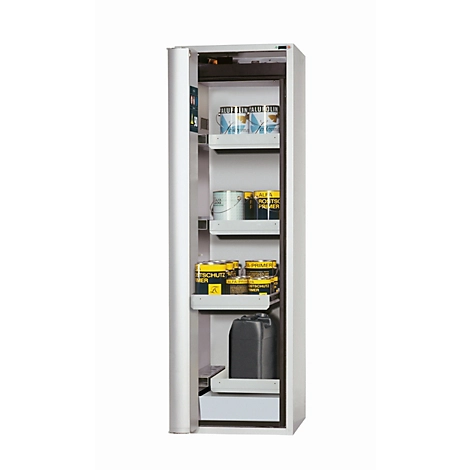 Sicherheitsschrank Typ 90 asecos S-PHOENIX touchless-90, vollautom. Sensor-Falttür, Anschlag links, Front Lichtgrau, B 596 x T 616 x H 1968 mm