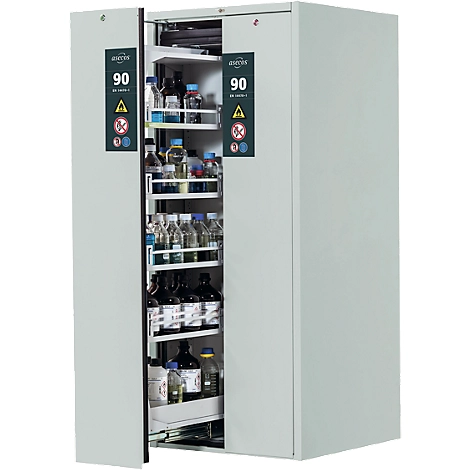 Sicherheitsschrank Typ 90 Asecos V-MOVE-90, 2 Vertikalauszüge, lichtgrau/lichtgrau