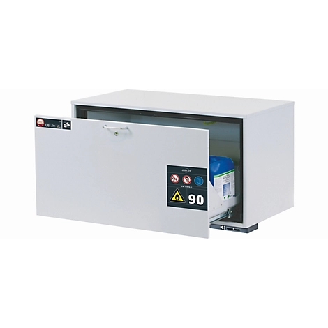 Sicherheitsunterbauschrank Typ 90 asecos UB-S-90, Schublade, Front Lichtgrau, B 1102 x T 502 x H 600 mm
