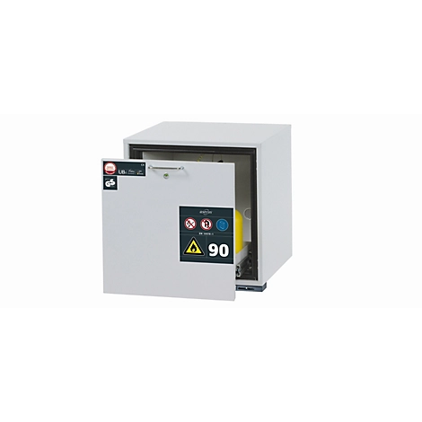 Sicherheitsunterbauschrank Typ 90 asecos UB-S-90, Schublade, Front Lichtgrau, B 593 x T 502 x H 600 mm