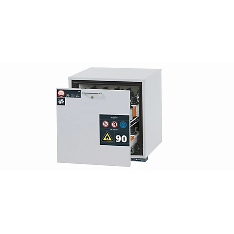 Sicherheitsunterbauschrank Typ 90 asecos UB-S-90, Schublade, Front Lichtgrau, B 593 x T 574 x H 600 mm
