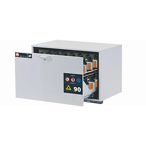 Sicherheitsunterbauschrank Typ 90 asecos UB-S-90, Schublade, Front Lichtgrau, B 893 x T 574 x H 600 mm