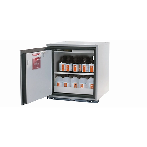Sicherheitsunterbauschrank Typ 90 asecos UB-T-90, Flügeltür, Anschlag links, Front Lichtgrau, B 593 x T 574 x H 600 mm