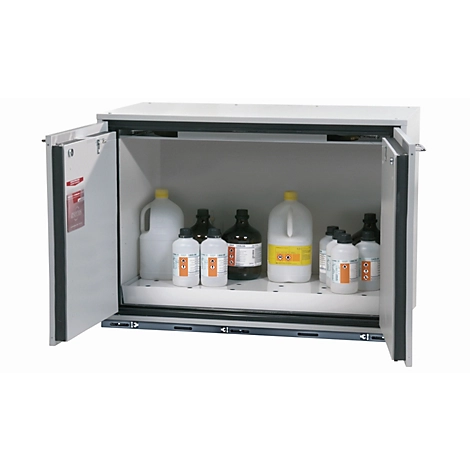 Sicherheitsunterbauschrank Typ 90 asecos UB-T-90, Flügeltüren, Front Lichtgrau, B 1102 x T 600 x H 800 mm