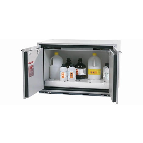 Sicherheitsunterbauschrank Typ 90 asecos UB-T-90, Flügeltüren, Front Lichtgrau, B 893 x T 502 x H 600 mm