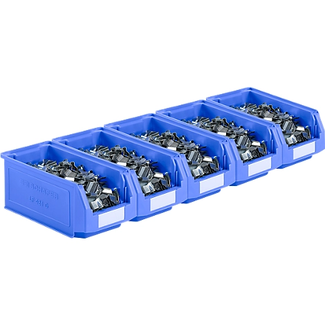 Sichtlagerkästen Serie LF421 SSI Schäfer, stapelbar, 7,8 l, 5 Stück, mit Griffmulde, blau
