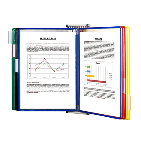 Sichttafelsystem Tarifold, A3, Stahlblech, lichtgrau, inkl. 10 Drehzapfentafeln, farbig sortiert
