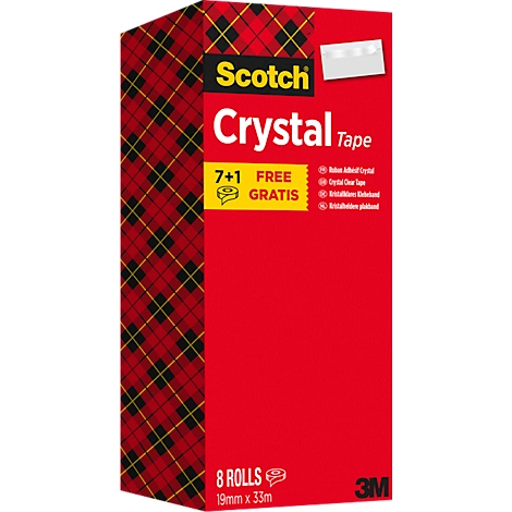 Sparset Klebeband Scotch® Crystal, 8 Rollen, L 33 m x B 19 mm, Ø 26 mm