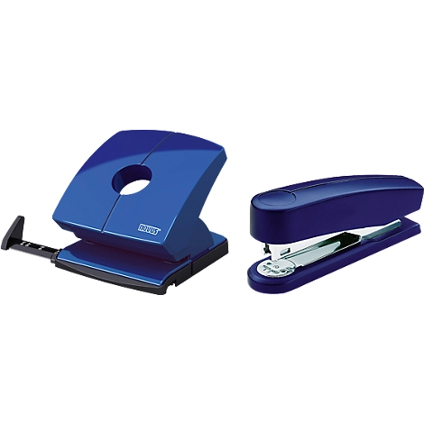 Sparset Novus Hefter B2 + Locher B 230, Heftleistung 25 Blatt, Lochleistung 30 Blatt, blau
