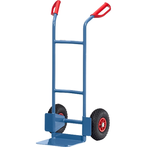 Stahlrohrkarre, bis 200 kg, H 1150 mm, Luftbereifung, blau