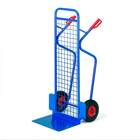 Stapelkarre groß mit Gitter-Rückwand, Tragkraft 250 kg, Luft-Bereifung