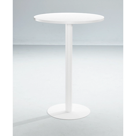 Stehtisch Paperflow, rund, mit Stahlgestell, Säulenfuß, Ø 80 cm, desinfektionsmittelbeständig, weiß