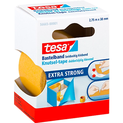 tesa® Bastelband, beidseitig klebend, 2,75 m x 38 mm, weiß, 6 Rollen