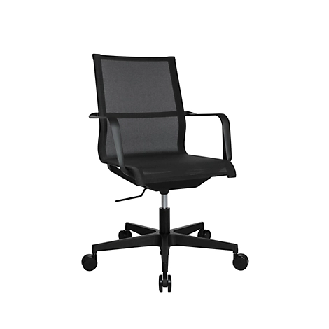 Topstar Bürostuhl Sitness Life 40, mit Armlehnen, 3D Mechanik, Flachsitz, Netzrücken, schwarz/schwarz