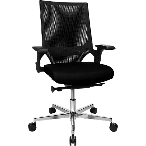 Topstar Bürostuhl T300, Synchronmechanik, mit Armlehnen, Netzrücken Lendenwirbelstütze, Muldensitz, schwarz/schwarz