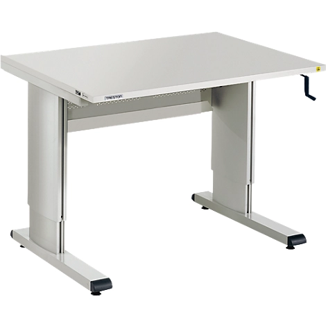 Treston Arbeitstisch Serie WB, ESD-leitfähig, mit Handkurbel, höhenverstellbar, 1073 mm
