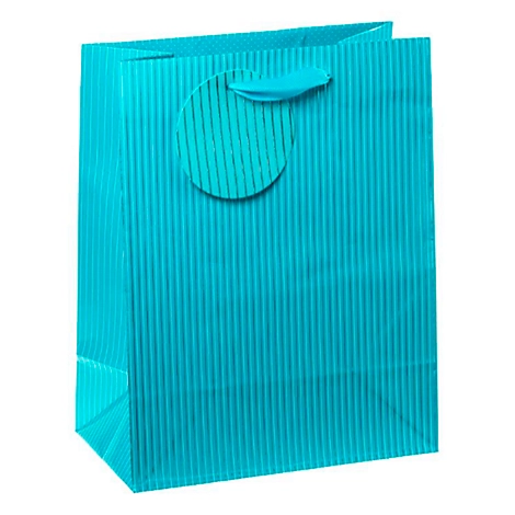 TSI Geschenktüten mittel, Nadelstreifen blau, inkl. Band & Beschriftungsschild, 4 Stück