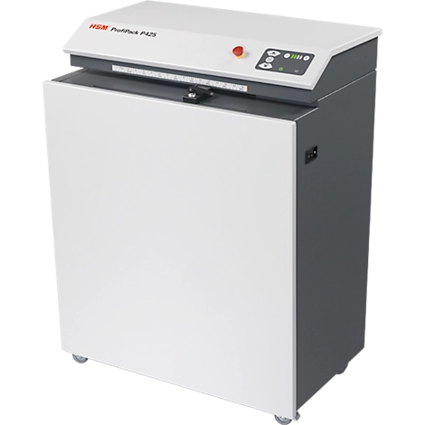 Verpackungspolstermaschine HSM ProfiPack P425, 2000 W, 220-240 V, mobil, Arbeitsbreite & Volumen einstellbar, mit Staubabsaugungs-Anschluss