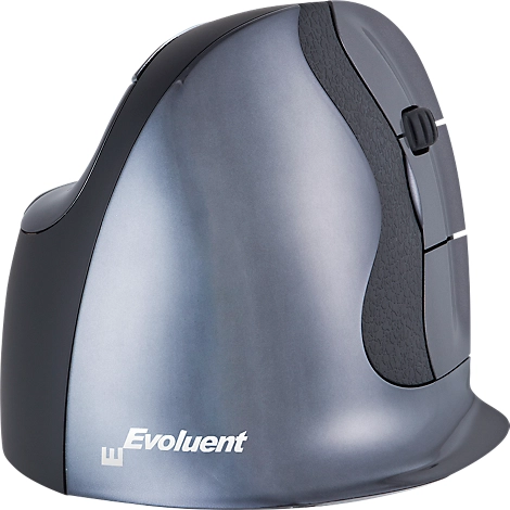 Vertikalmaus BakkerElkhuizen Evoluent D, ergonomisch, USB, 5 Tasten inkl. Scrollrad, verchromt