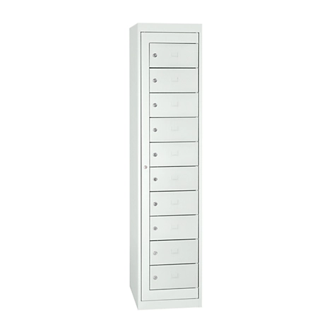 Wäscheschrank, abschließbar, mit 10 Fächern, Höhe 1800 mm, lichtgrau/lichtgrau