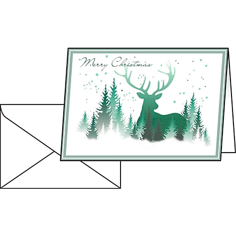 Weihnachts-Karten Christmas Forest, Format A6, bedruckbarer Glanzkarton, 25 Stück + weiße Umschläge