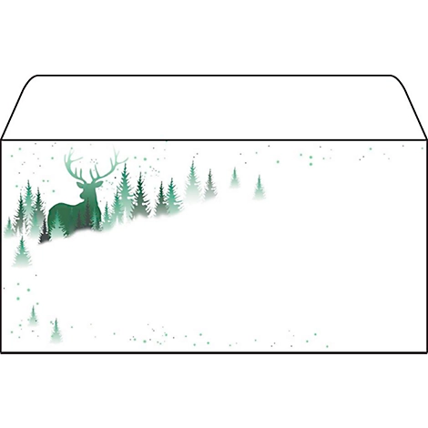 Weihnachtsumschlag 'Christmas Forest', 25 Umschläge ohne Fenster, DIN Lang, Inkjet- & Laserdrucker