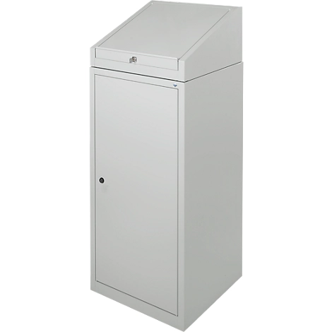 Werkzeugschrank mit Schreibpult, Flügeltür, 2 Böden, 1 Schub, B 500 x T 500 x H 1200 mm, abschließbar, lichtgrau